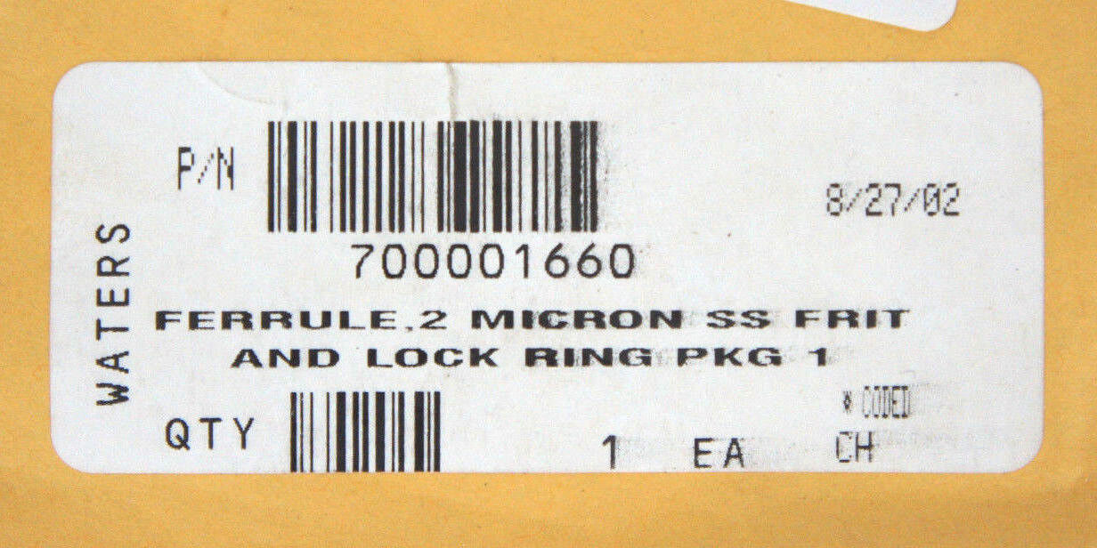 NEW WATERS 700001660 FERRULE, 2 MICRON SS FRIT AND LOCK RING (10 PK)