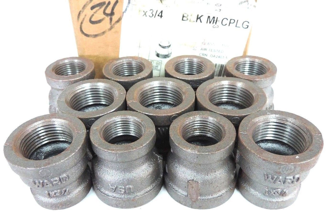 LOT OF 11 NEW WARD 1X3/4 BLK MI CPLG 1" X 3/4" BLACK PIPE REDUCER COUPLING