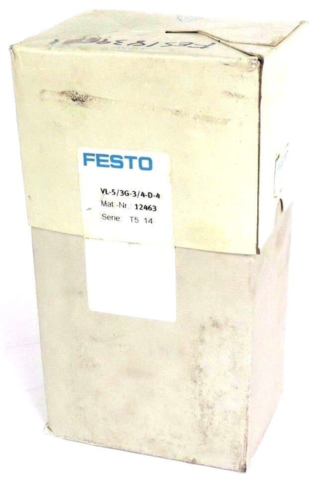 NIB FESTO 12463 PNEUMATIC VALVE VL-5/3G-3/4-D-4