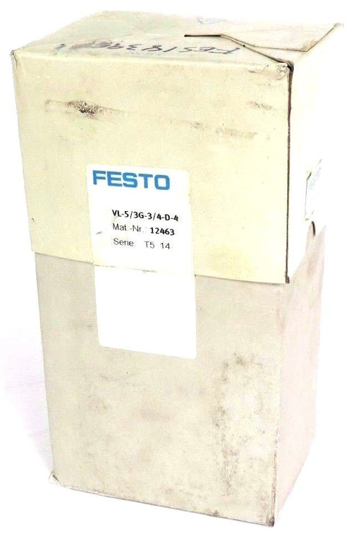 NIB FESTO 12463 PNEUMATIC VALVE VL-5/3G-3/4-D-4
