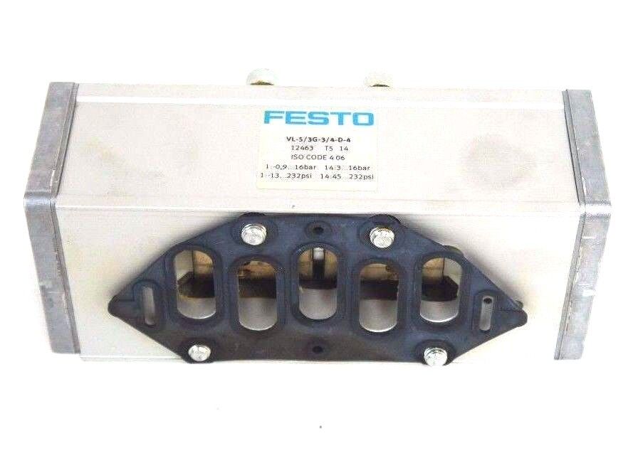 NIB FESTO 12463 PNEUMATIC VALVE VL-5/3G-3/4-D-4