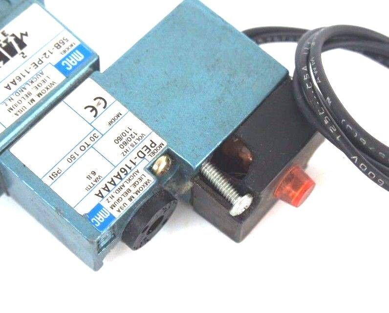MAC 55B-12-PE-116AA VALVE W/ PED-116AAAA, 6.8 WATTS, 30 TO 150 PSI CRACK ON COIL