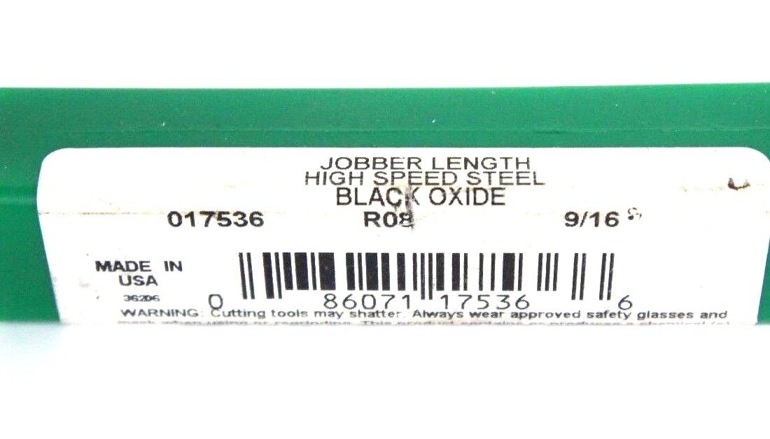 NEW PRECISION TWIST DRILL 017536 9/16" JOBBER LENGTH HSS BLACK OXIDE R08