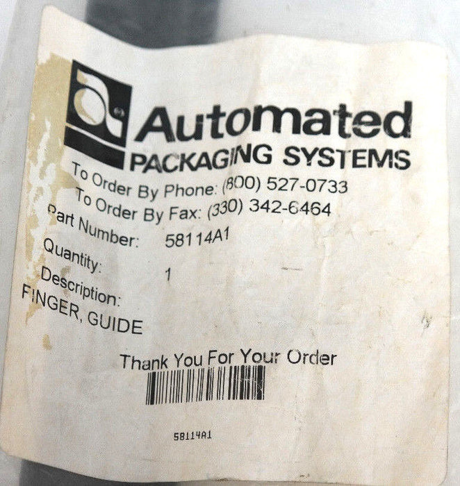 NEW AUTOMATED PACKAGING SYSTEMS 58114A1 FINGER GUIDE