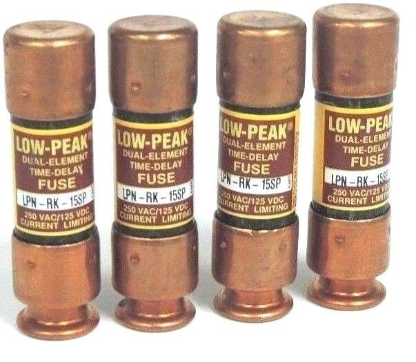 LOT OF 4 NEW COOPER BUSSMANN LPN-RK-15SP DUAL-ELEMENT FUSES LPNRK15SP