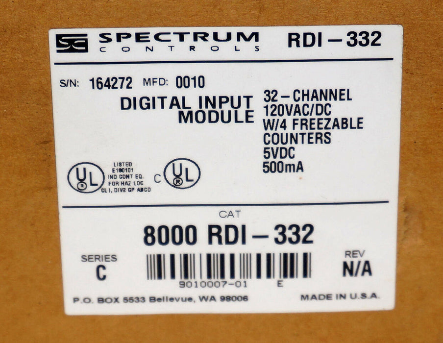 NIB SPECTRUM CONTROLS 8000-RDI-332 INPUT MODULE SER. C, 32 CHANNEL, 8000RDI332