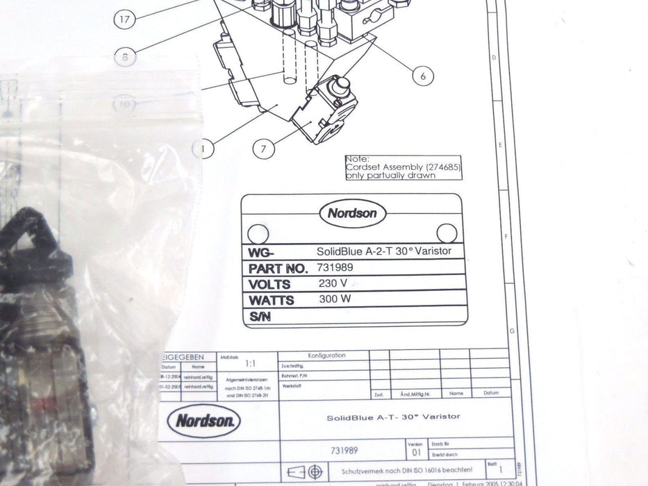 NIB NORDSON 731989 BLUE SERIES PNEUMATIC GUN, SOLIDBLUE A-2-T-30-VARISTOR