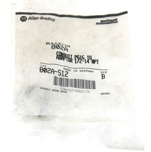 NEW ALLEN BRADLEY 802A-S12 SER. B CONDUIT ADAPTOR PG16 TO 1/2-14NPT 802AS12
