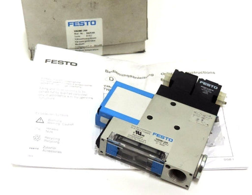 NIB FESTO ELECTRIC VADMI-200 VACUUM GENERATOR WITH MS0EB-3-24V DC COILS