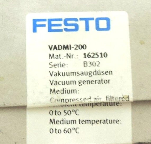 NIB FESTO ELECTRIC VADMI-200 VACUUM GENERATOR WITH MS0EB-3-24V DC COILS