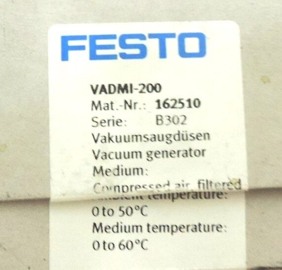 NIB FESTO ELECTRIC VADMI-200 VACUUM GENERATOR WITH MS0EB-3-24V DC COILS