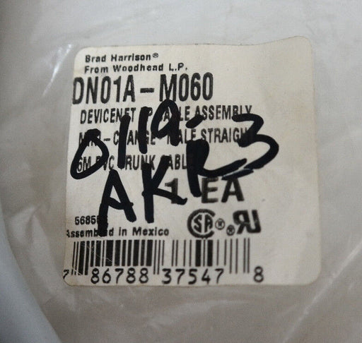 NEW BRAD HARRISON DN01A-M060 DEVICENET 5PIN CABLE ASSEMBLY 6M, DN01AM060