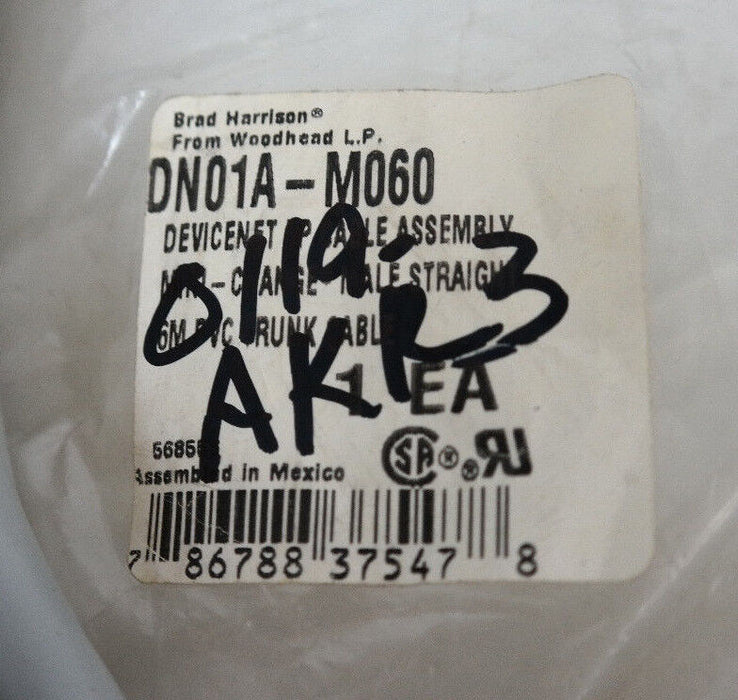 NEW BRAD HARRISON DN01A-M060 DEVICENET 5PIN CABLE ASSEMBLY 6M, DN01AM060