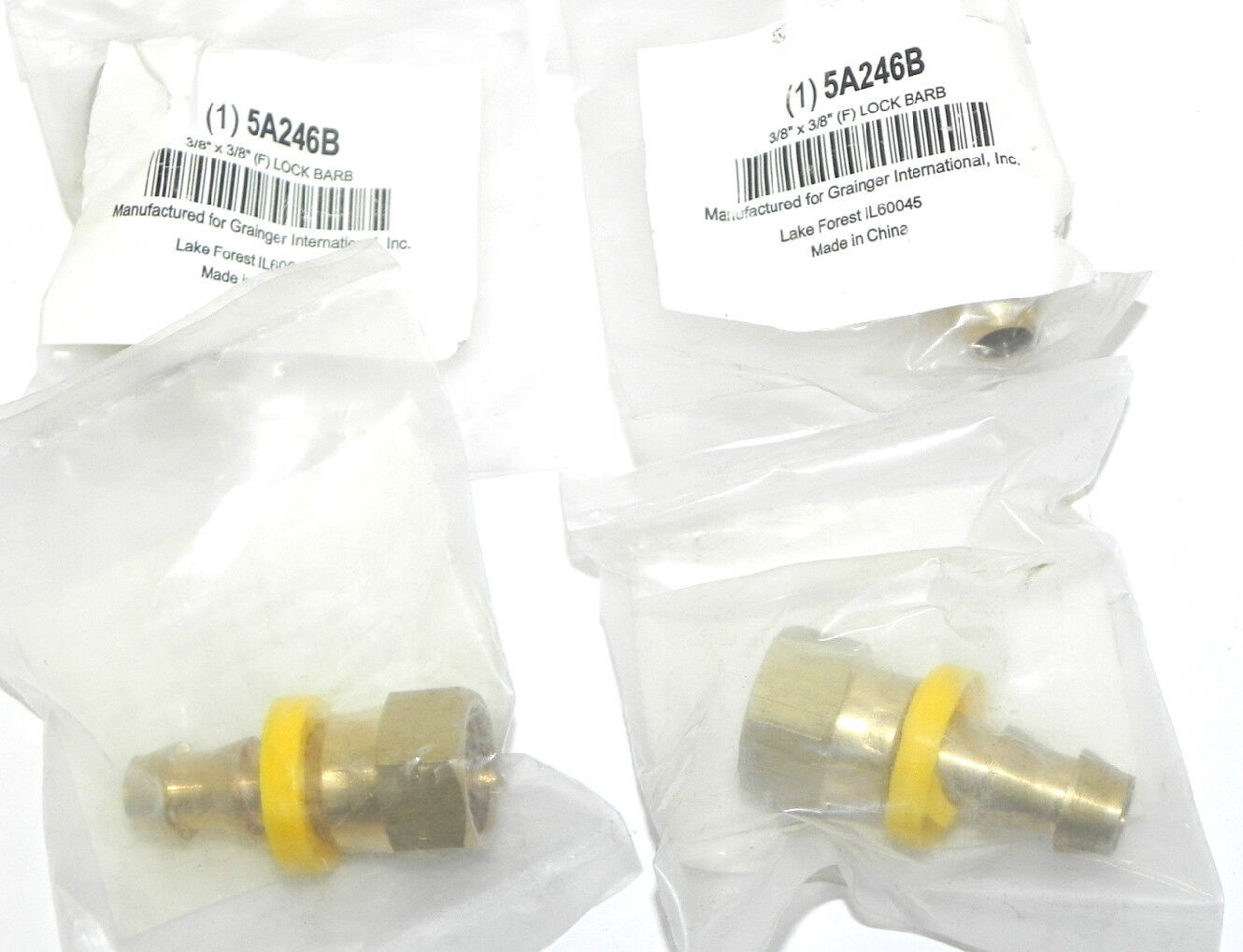 LOT OF 4 NEW 5A246B LOCK BARB 3/8'' to 3/8'' FEMALE