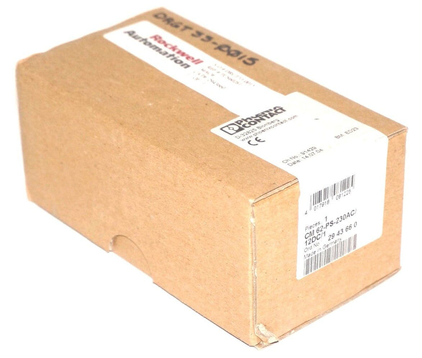 FACTORY SEALED PHOENIX CONTACT CM 62-PS-230AC/12DC/1 POWER SUPPLY 2943660