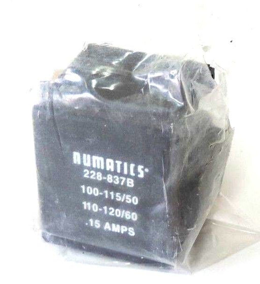 NEW NUMATICS 228-837B SOLENOID COIL 100-115/50, 110-120/60, .15AMPS