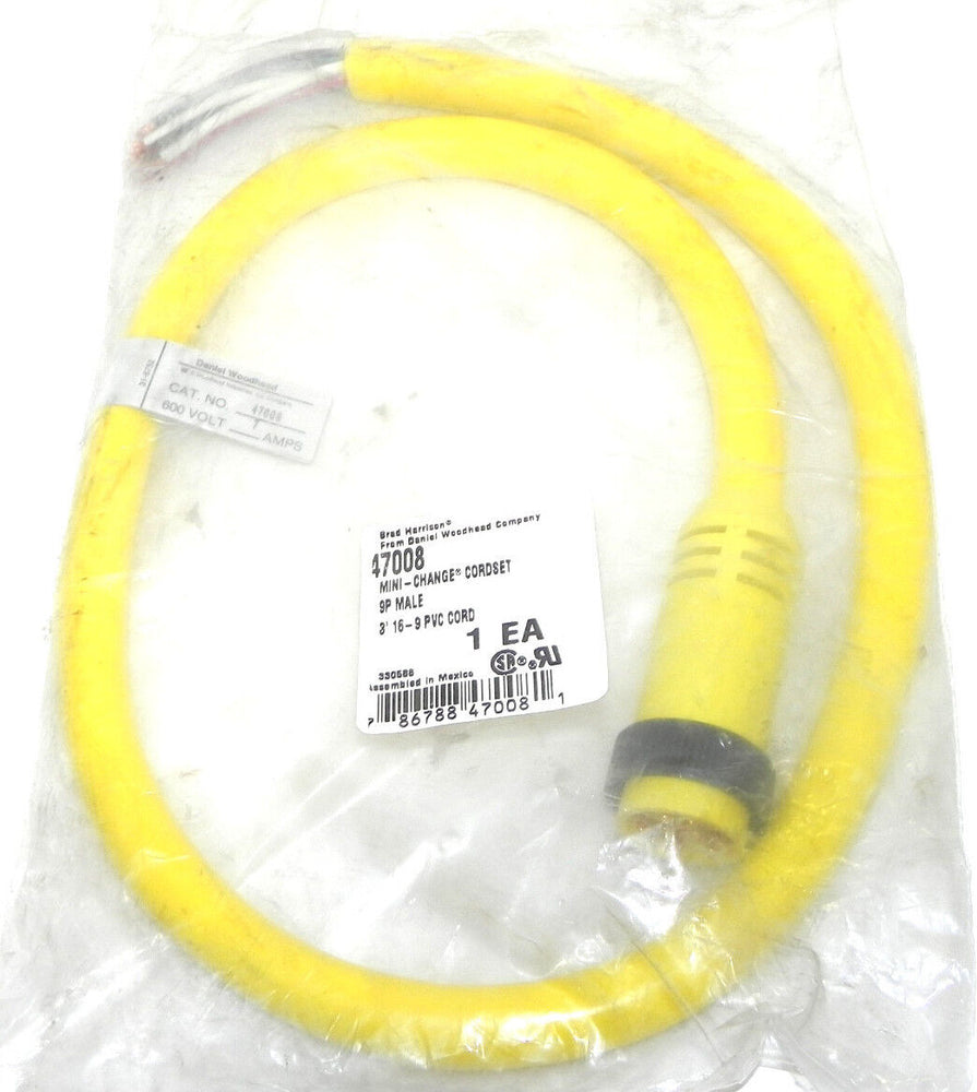 NEW BRAD HARRISON 47008 MINI-CHANGE CORDSET 9P MALE 3' 16-9 PVC CORD