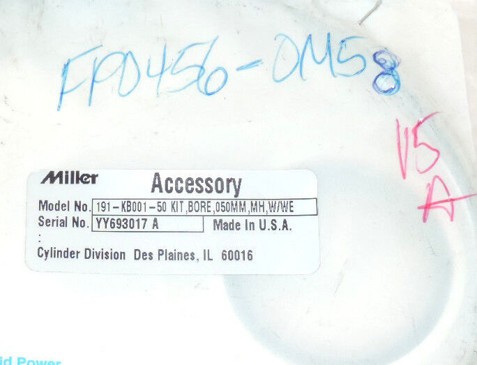 NEW MILLER FLUID POWER 191-KB001-50 BORE KIT, 050MM, MH, W/WE SER. NO: YY693017A