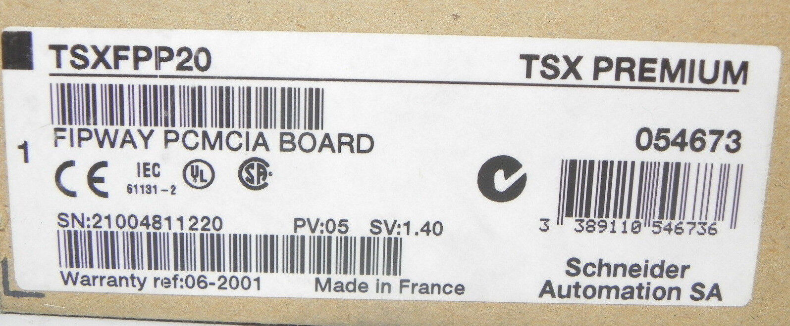 NIB SCHNEIDER ELECTRIC TSX-FPP-20 COMMUNICATION FIPWAY PCMCIA BOARD TSXFPP20