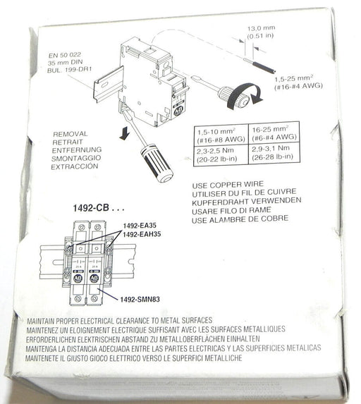 NIB ALLEN BRADLEY 1492-CB2G050 CIRCUIT BREAKER 1492CB2G050 5AMP SER. C