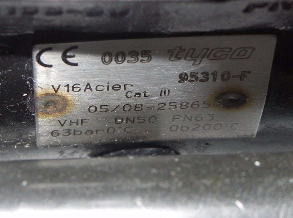 NEW TYCO 95310-F, 2" BALL VALVE DN65-50 PN64 V16ACIER, VHF-DN50-PN63, CAT III