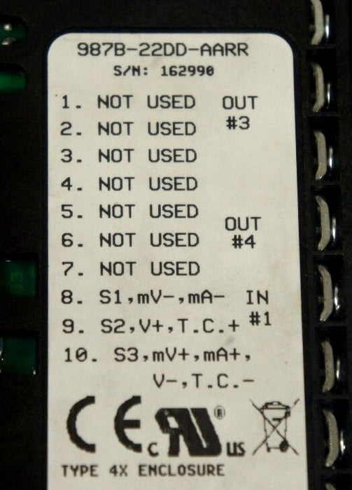 WATLOW 987B-22DD-AARR TEMPERATURE LIMIT OR PROCESS CONTROLLER, 987B22DDAARR