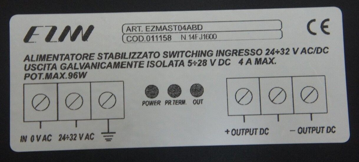 NEW EZM COD.011158 POWER SUPPLY N.14FJ1600 ART.EZMAST04ABD ME002000601
