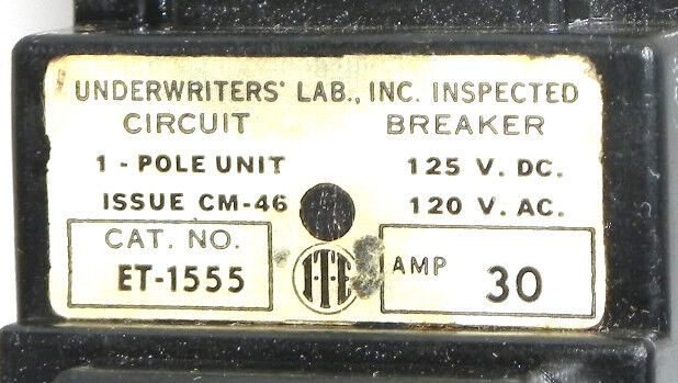 NIB ITE ET-1555 CIRCUIT BREAKER 30AMP, 1POLE, ET1555