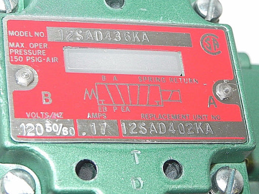 NEW NUMATICS MODEL NO. 12SAD436KA VALVE REPLACEMENT UNIT NO. 12SAD402KA