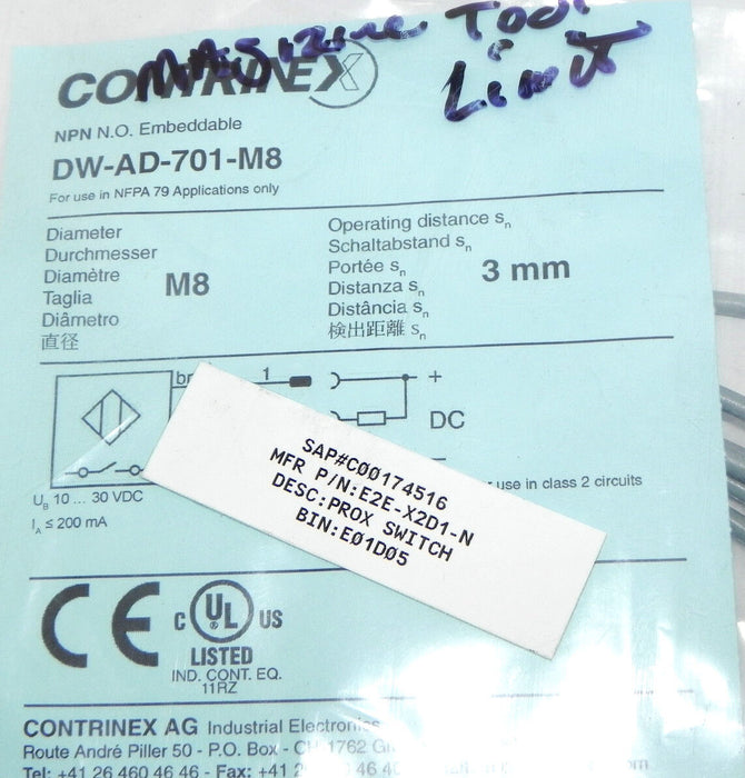 NEW CONTRINEX DW-AD-701-M8 INDUCTIVE SWITCHES DWAD701M8