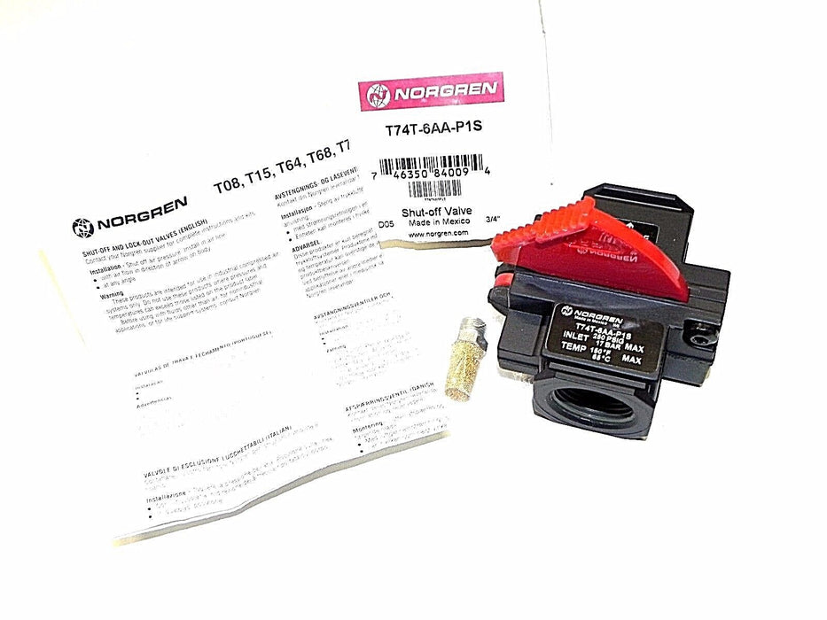 NIB NORGREN T74T-6AA-P1S SHUT OFF VALVE T74T6AAP1S