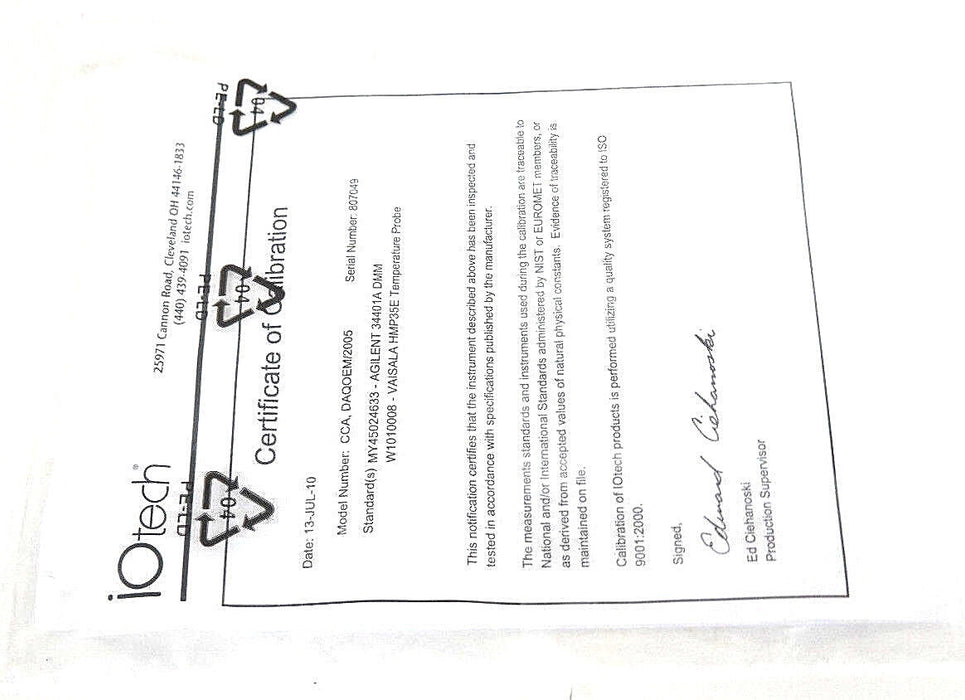 NEW CCA DAQOEM/2005 ETHERNET-BASED DATA ACQUISTION BOARD 197063A-01 0700-31597