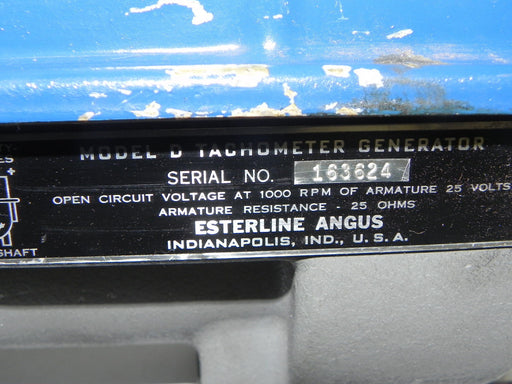 ESTERLINE ANGUS MODEL D TACHOMETER GENERATOR 1000 RPM, 25V, 25 OHM RESISTANCE