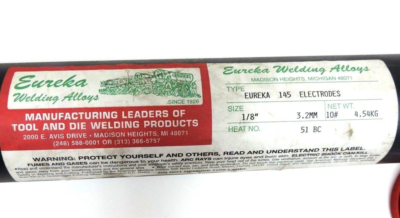 40 LB'S - EUREKA 145 ELECTRODES 1/8" STICK WELDING RODS (4 - 10LB TUBES) 51BC