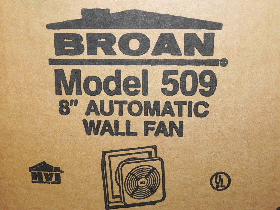 NIB 509 8" BROAN AUTOMATIC WALL FAN *MISSING GRILLE COVER*