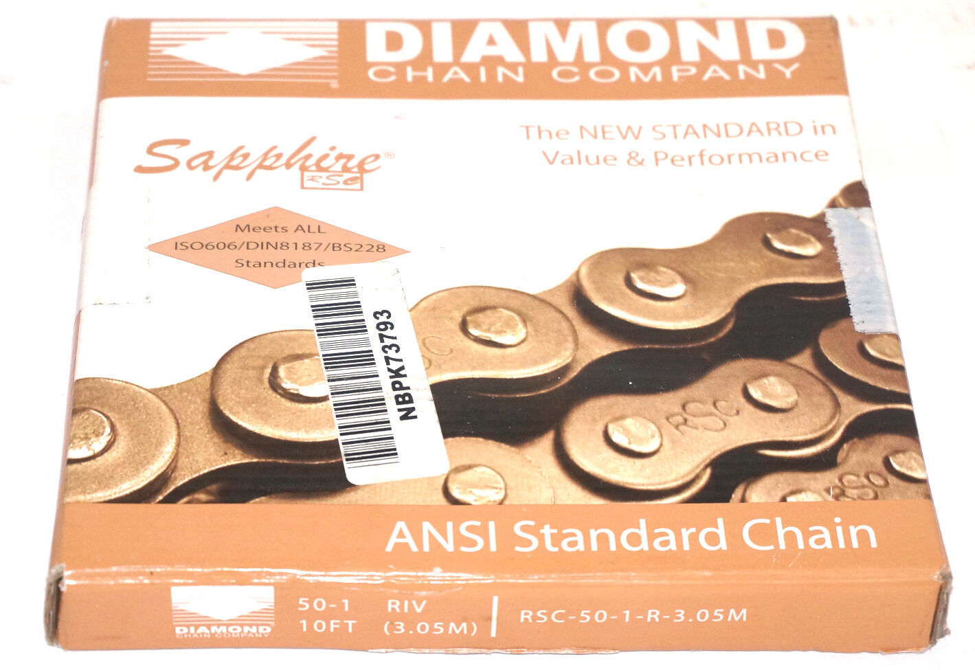 NEW DIAMOND CHAIN COMPANY RSC-50-1-R-3.05M ANSI STANDARD CHAIN 10FT. 50-1 RIV