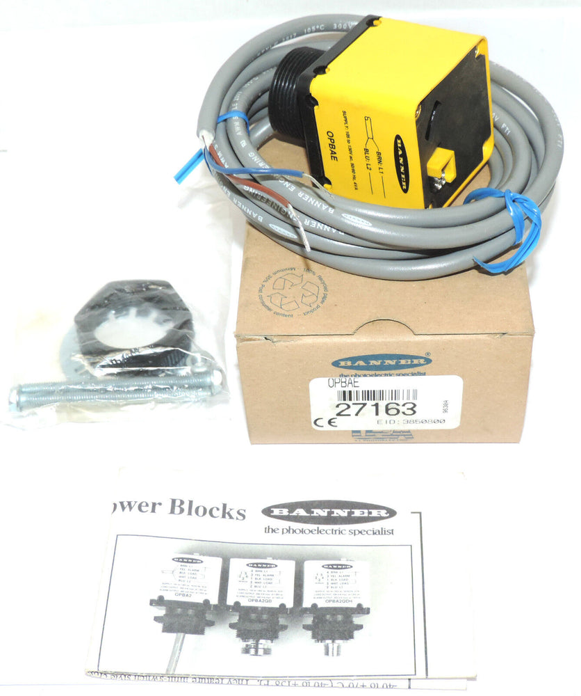 NIB BANNER OPBAE OMNI-BEAM: POWER BLOCK SUPPLY: 105 TO 130V AC, 50/60HZ, 4VA