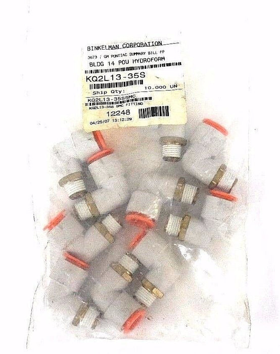 BAG OF 10 NEW SMC KQ2L13-35S MALE ELBOW FITTINGS KQ2L1335S