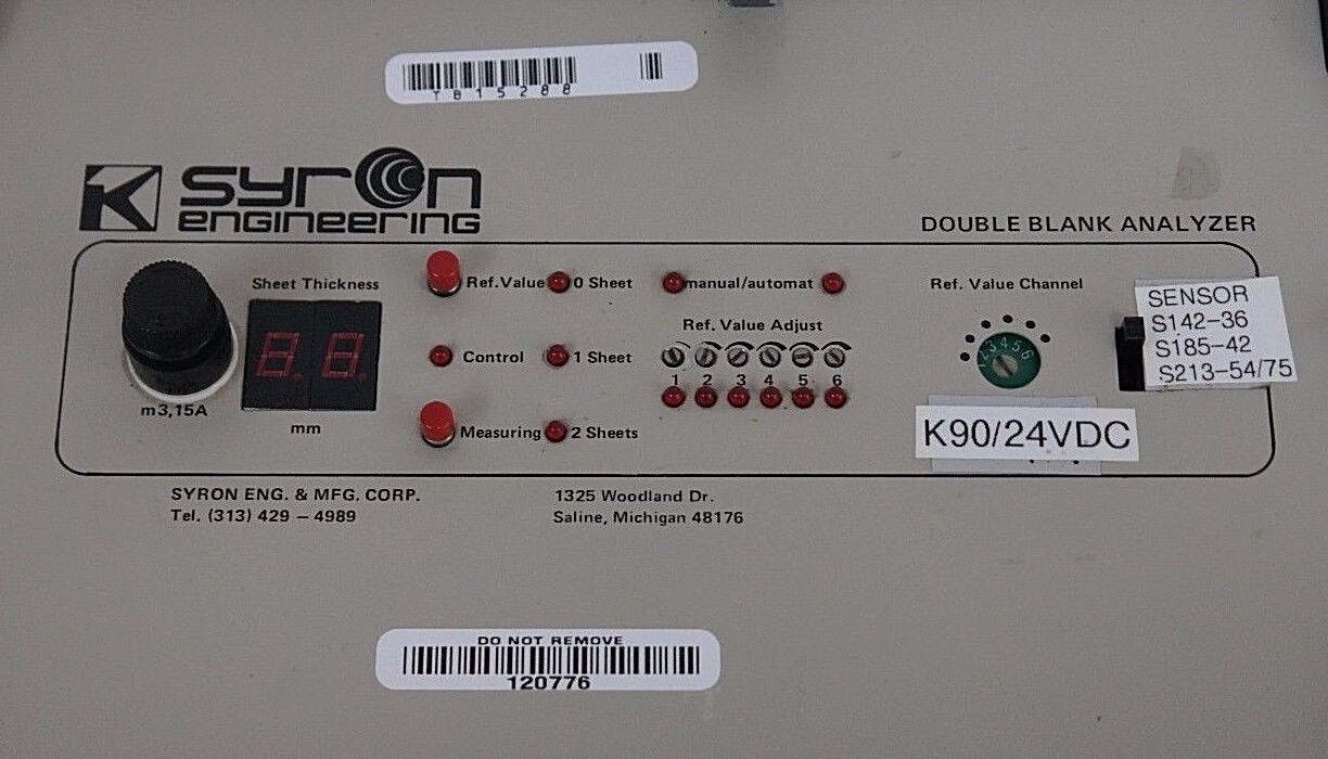 REPAIRED SYRON K90-24V DOUBLE BLANK ANALYZER K9024V