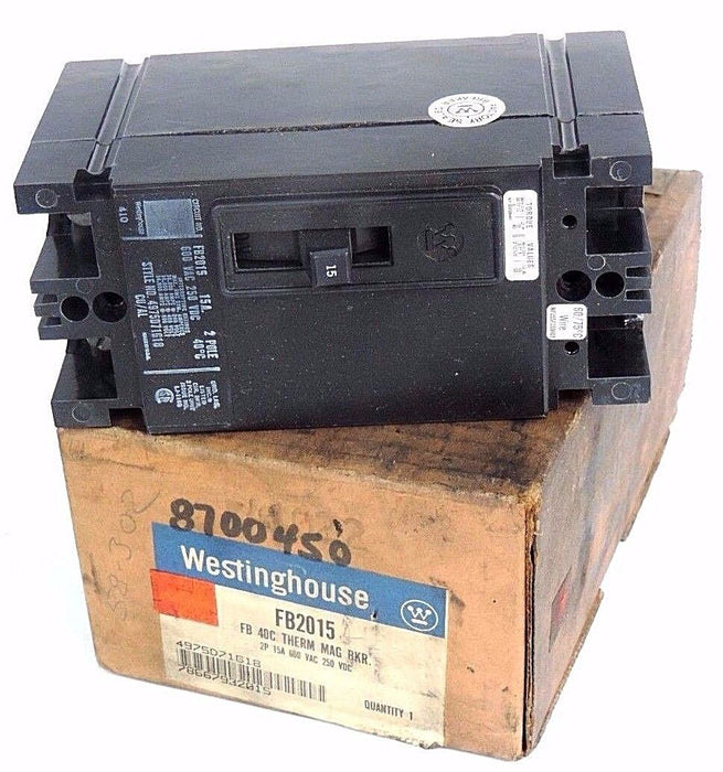 NIB WESTINGHOUSE FB2015 BREAKER 15A 600V 2POLE