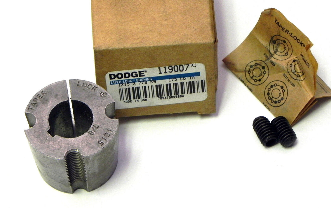 NIB DODGE 119007 TAPER-LOCK BUSHING 1215 X 778 KW 175 LB-IN