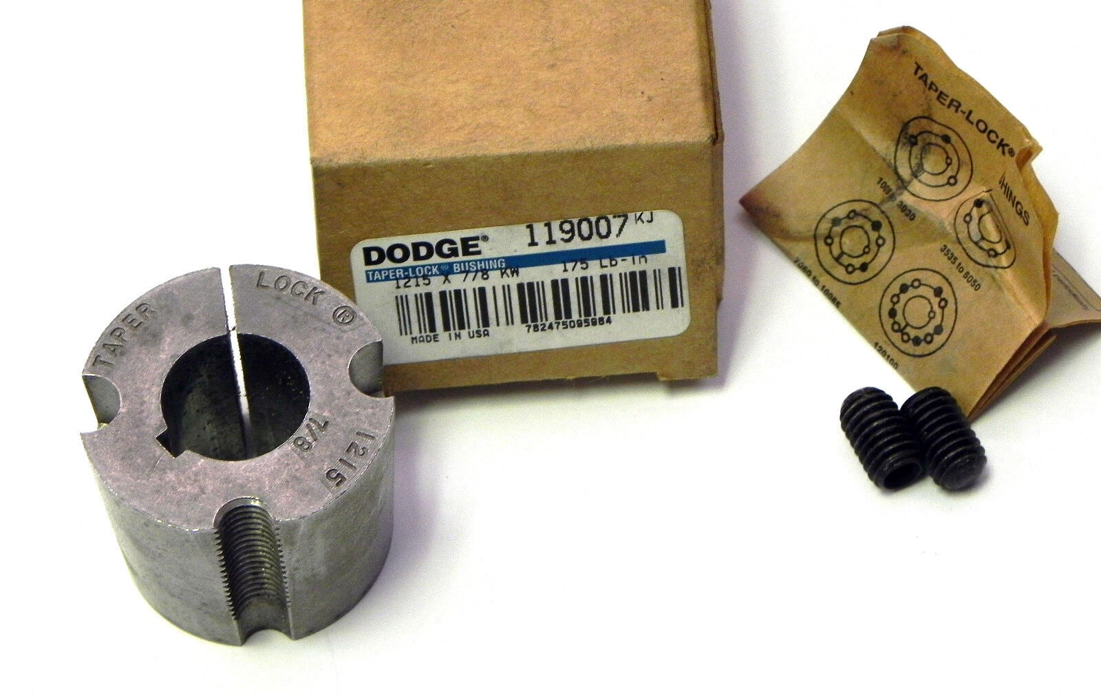 NIB DODGE 119007 TAPER-LOCK BUSHING 1215 X 778 KW 175 LB-IN