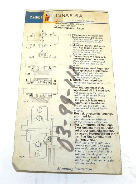 NEW SKF TSNA516A SEALING RING REPLACEMENT KIT TSNA 516 A