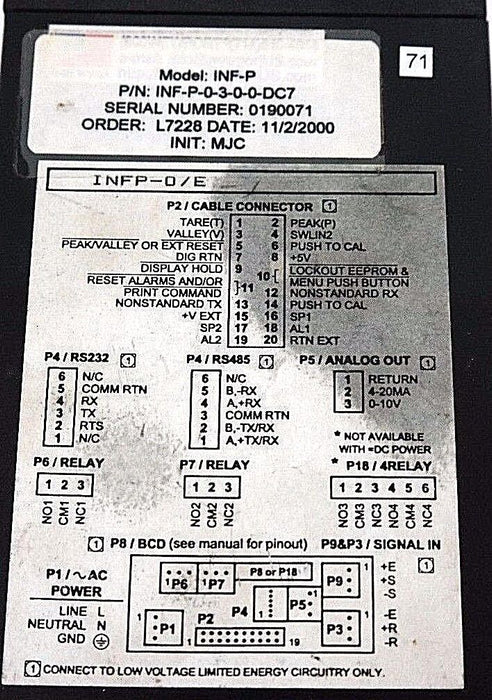 NEW NEWPORT MODEL INF-P PROCESS METER INF-P-0-3-0-0-DC7