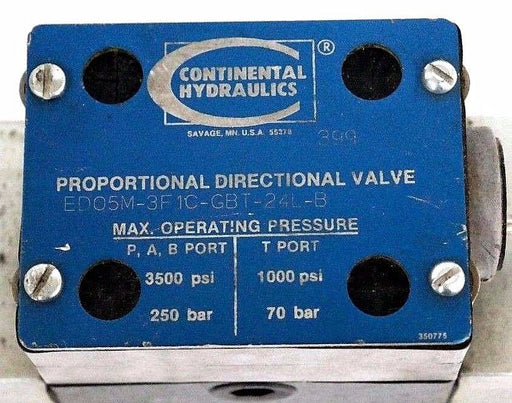 NEW CONTINENTAL HYDRAULICS ED05M-3F1C-GBT-24L-B PROPORTIONAL DIRECTIONAL VALVE