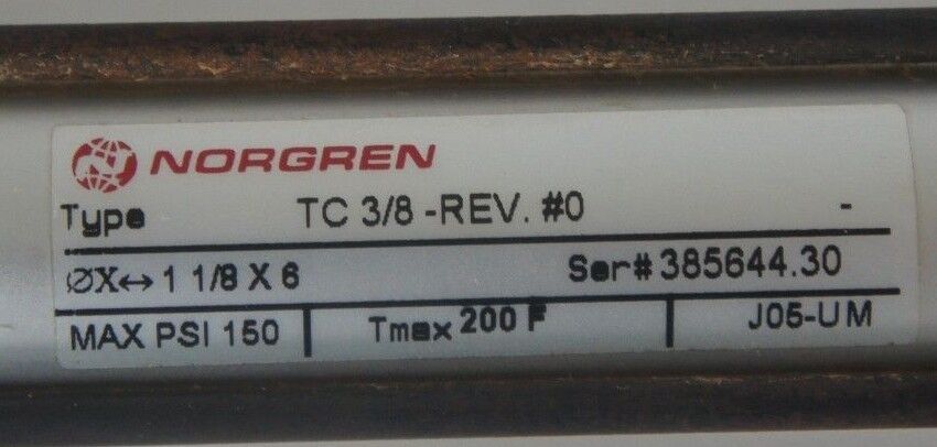 NEW NORGREN TC-3/8-REV#0 CYLINDER 1-1/8 X 6 J05-UM TC38REV0