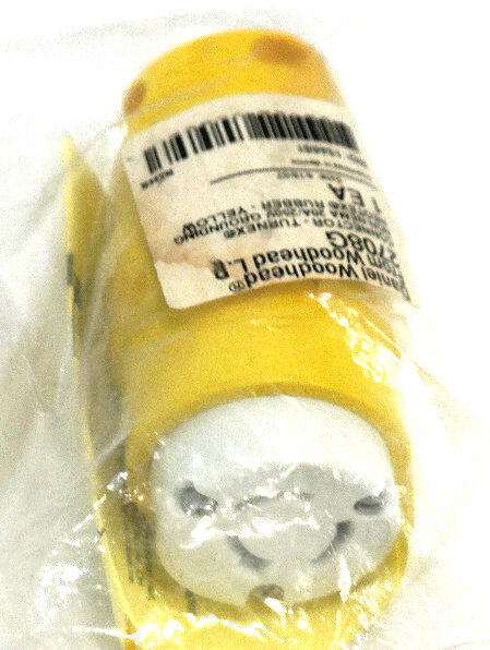 NEW WOODHEAD 2708G SUPER SAFEWAY CONNECTOR 20A250V NON-NEMA NEOTEX RUBBER YELLOW
