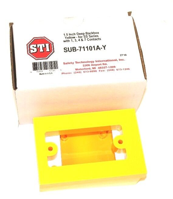 NIB STI SUB-71101A-Y BACKBOX FOR SS SERIES, YELLOW, 1.5" DEEP, SUB71101AY