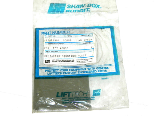 NEW SHAW-BOX BUDGIT LIFTTECH 122698901 CONTACTOR MOUNTING PLATE