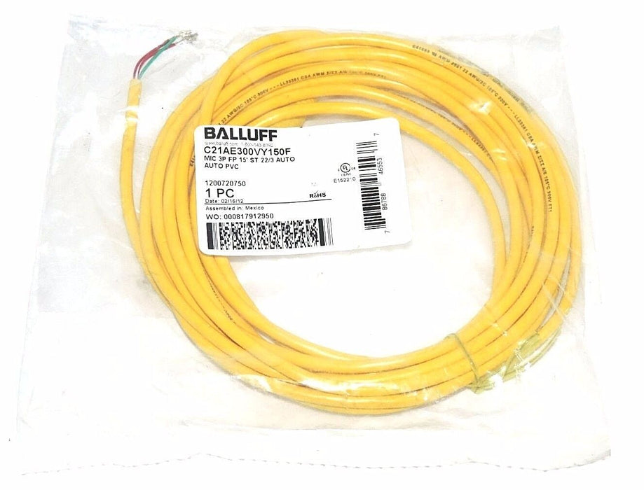 NEW BALLUFF C21-AE-300-VY-150F 1/2" CORDSET C21AE300VY150F